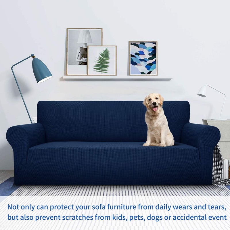 MAXIJIN Stretch Chair Cover Chair Slipcovers with Arms, 1-Piece Couch Sofa Chair Covers for Living Room, Non Slip Armchair Cover (31"-46") Furniture Protector Dogs Pet Friendly (Chair, Navy Blue) - Image 5